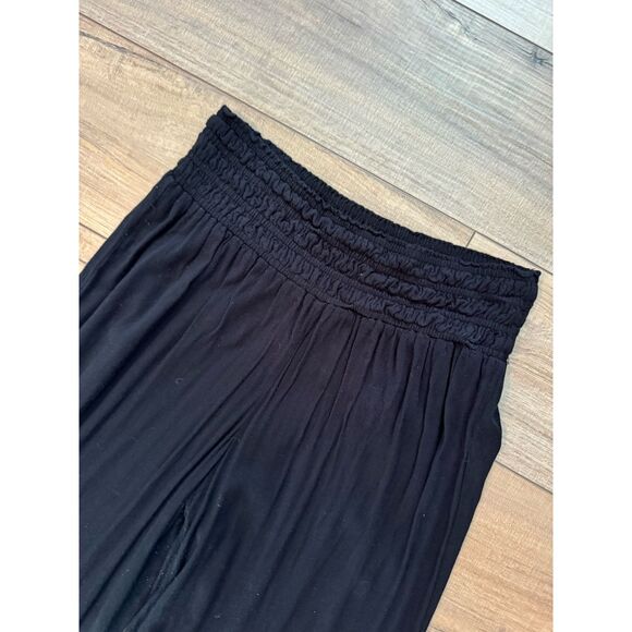 Forever 21 Long Woven Black Pants L Large Loose Wide Leg Women’s Elastic Band - Picture 3 of 3